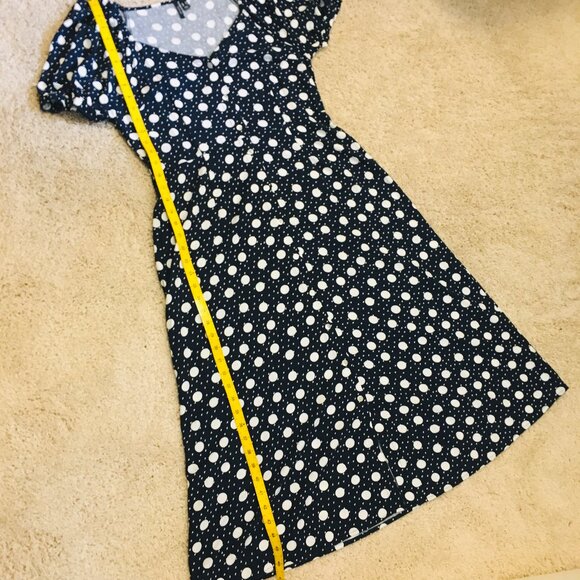 Linen Blend Polka Dot Button Down Puff Sleeve Maxi Dress - Picture 13 of 16